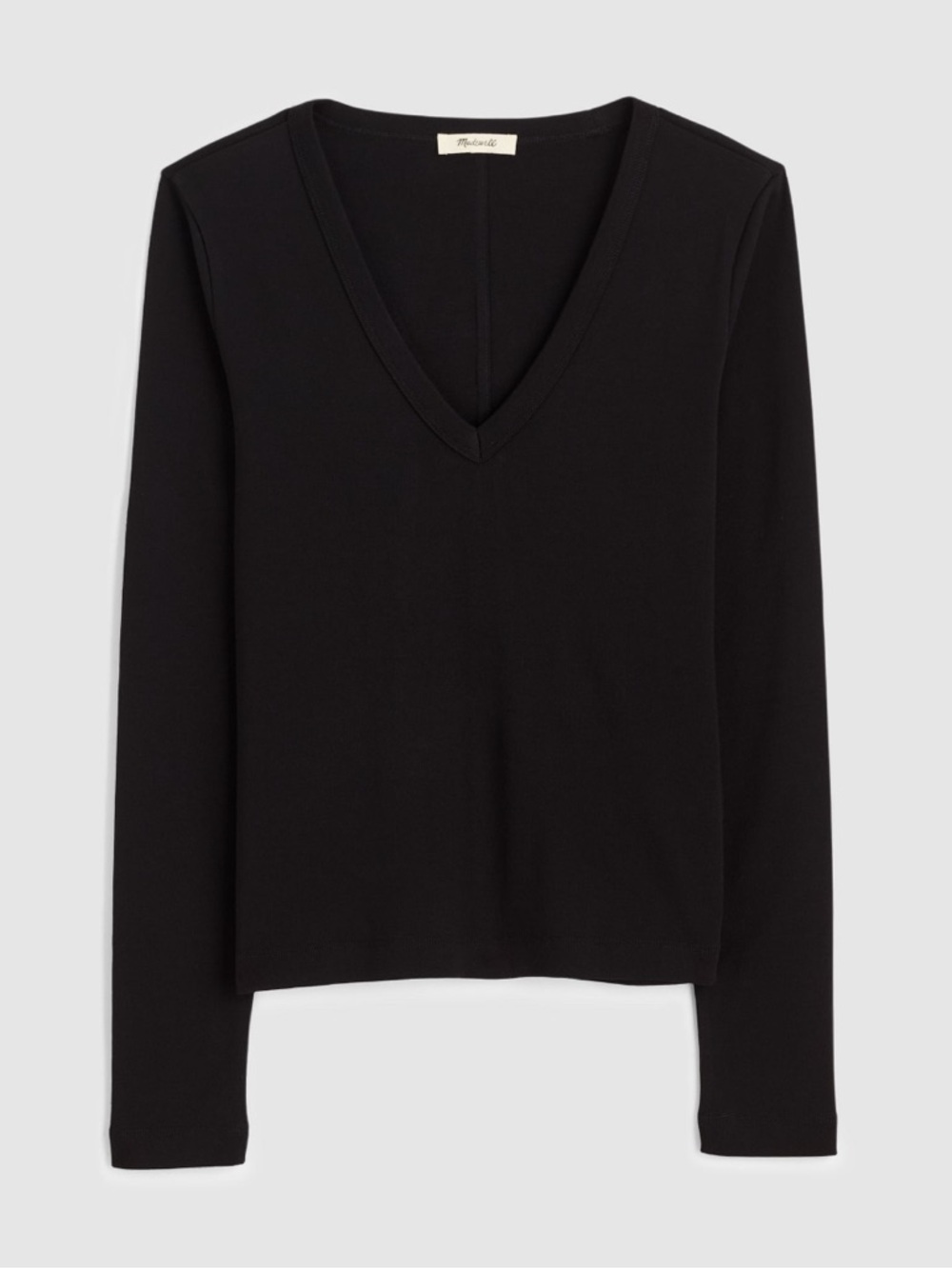 NWT MADEWELL The 90s V Neck Long Sleeve Tee in Compact Cotton size women’s XXL